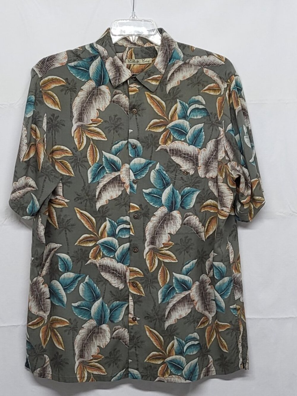 Batik Bay Mens Hawaiian Shirt Button Up XLT Leaf Print Short Seeves Tropical
